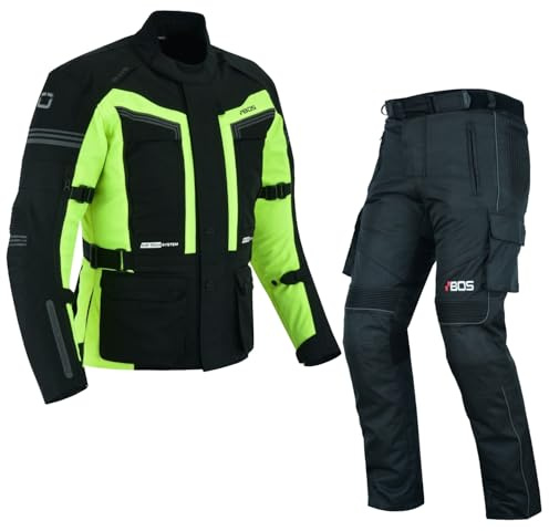 Textil Motorradkombi 2-teilig Herren – Motorradjacke und Hose mit Protektoren – Wind- und Wasserdicht,Motorradbekleidung Herren Textil – Motorradjacke + Hose Zweiteiler (GREEN, XXL)