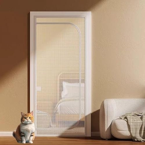 Katzengittertür, 36X82 Katzennetz Proof Fliegengittertür Mit Beidseitigem Reißverschluss, Verhindert Das Herauslaufen Von Hunden Und Katzen Aus Dem Haus, Schlafzimmer, Wohnzimmer, Küche(110x220cm)