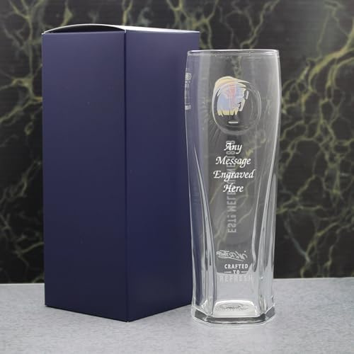 Personalised Engraved Fosters Pint Beer Glass with Gift Box | Custom Beer Glasses, Birthday Gifts for Him, Men Gift, Dad Present