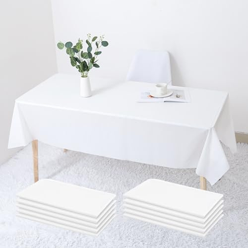 10 Packungen Einweg Tischdecke, 137 x 274 cm Verdicktes wasserdichte weiße tischdecke, öl- und geruchsneutrale Rechteckig Tischtuch Geeignet, Tischdecken, für Hochzeiten Partys Kindergeburtstage