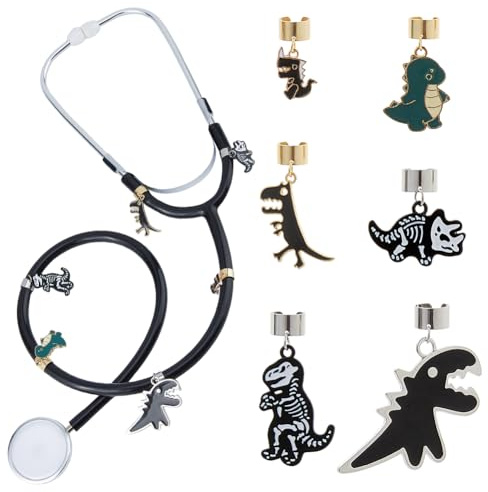 SUPERFINDINGS 12 Stück 6 Stile Dinosaurier Stethoskop Anhänger Süße Stethoskop Anhänger Aus Silikon Stethoskops Dekorationen Geschenke Bleistiftaufsatz Dekorationen Für Ärzte Krankenschwestern