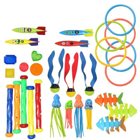 Diving Toy, Underwater Training Game Set, Portable Diving Toy Set for Swimming Pool, Garden, Family Fun For Children 3-12