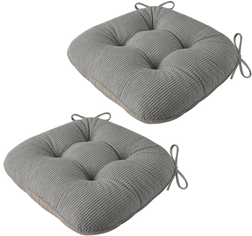 AddGrace Chair Cushions for Dining Chairs 18 ×18 Seat Cushion 2Pcs Grey