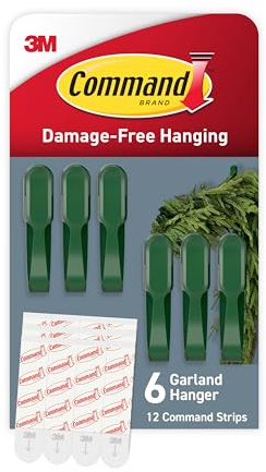 Command Garland Hanger, Garland Green, 6 bundlers, 12 Strips