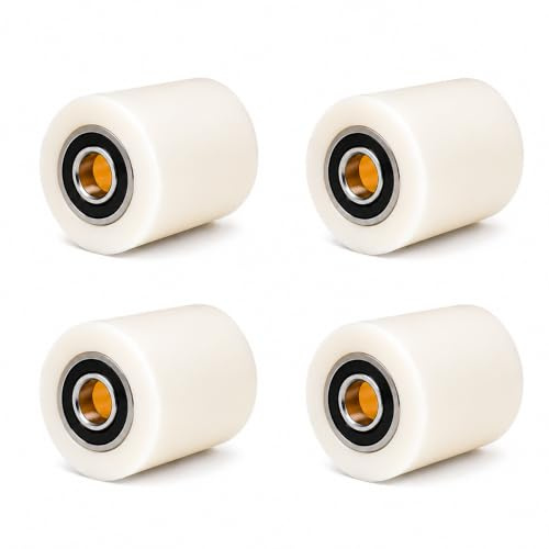 4 Stück Nylon Hubwagen Rollen 80x70mm,Achse 20mm mit Kugellager,Max450KG x4 | Laufrollen mit achse,schwerlastrollen,Ersatzrollen,Rollen für hubwagen räder、Gabelhubwagenrolle,Verschleißfest