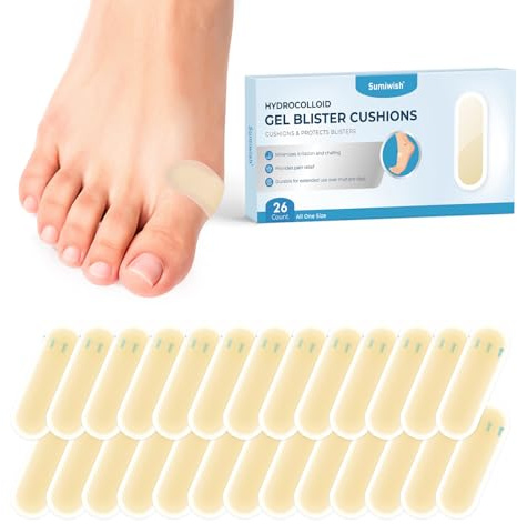 Gel-Blasenpflaster für Füße, Sumiwish 26 Stück Blasenpflaster für Fersen, Hydrokolloid-Pflaster zur Vorbeugung und Heilung, wasserfest – Bunion-Packung