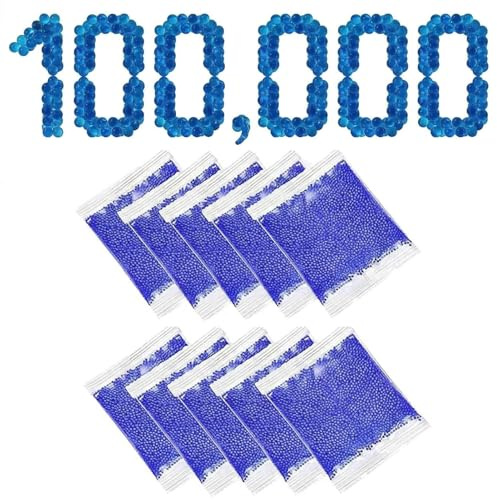 100000 Stück Blau Perlen,Gel Munition,Wasserperlen,7–8 Mm Gel Balls,Orbis Perlen,Airsoft Kugeln,Paintball Kugeln,Munition Nachfüllgeschosse,Für Vasen,Pflanzen Füllstoff Und Deko