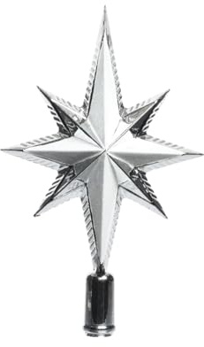 KAE Christbaumspitze Stern Kunststoff Glitzer 25cm Weihnachtsspitze Tannenbaumspitze bruchsicher Silber