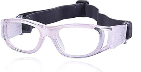 VOLOCOVER (TM) - Occhiali protettivi unisex per bambini, per basket, calcio, pallavolo, squash, hockey (bianco)
