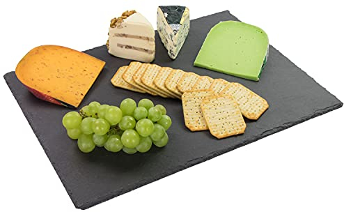 LAUBLUST Sehr Große Schieferplatte für Besondere Anlässe - 40 x 30 x 0,5 cm, Anthrazit-Grau | Stein-Platte aus Naturschiefer - Teller-Untersetzer | Servierplatte | Tisch-Deko | Geschenk-Platte