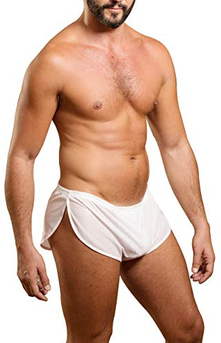 Hombres Extremo Malla Pantalones Cortos Lados Ropa Interior Bóxers Blanco XL