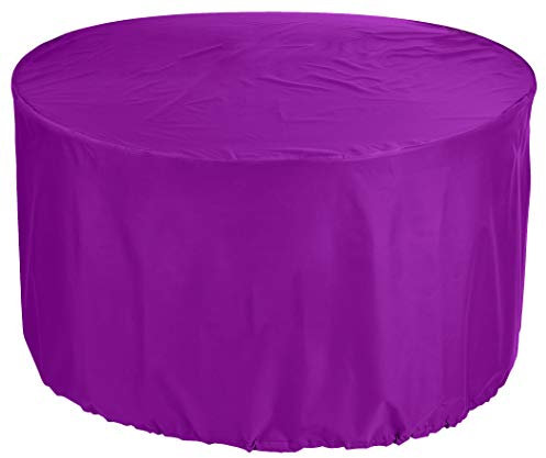 Kaufpirat Premium Housse de Protection pour Table Ronde Ø 120x70 cm Mobilier de Jardin Housse de Table de Jardin Couvercle de Protection Couvrant Couverture 900 D 500 GR ML 6000 mm étanchéité Lilas