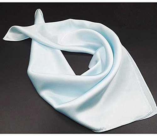 Egurs Damen Klassische Quadratischer Schal Bandana Halstuch Kopftuch aus 100% Seide 50 x 50cm hellblau