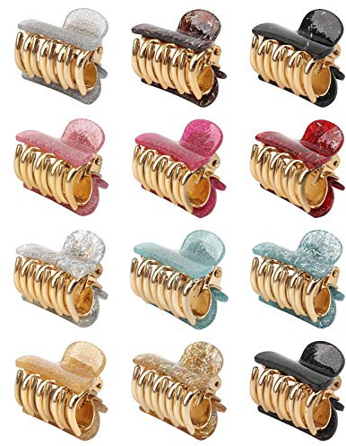 Yangfei 12 Stück Damen Haargreifer, Kunststoff Haar Klammern Klaue Clips Hair Claw Clips Bunte Haarklaue Klein Haarkrallen R utschfeste Haarklammern für Mädchen Frauen