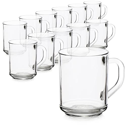 com-four® 12x Vaso con asa para té y café - Ideal para bebidas calientes, cacao, latte macchiato y cappuccino (12 piezas - 240ml)