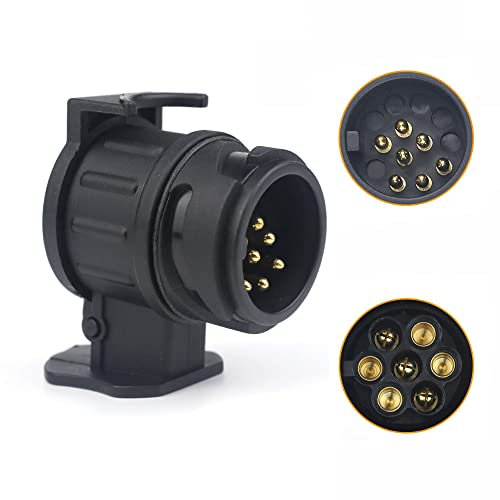 Qiping Adattatore Rimorchio 13 Poli a 7 Pin per Collegare la Spina Maschio a 13 Poli dell'auto e la Presa Femmina a 7 Poli del Rimorchi