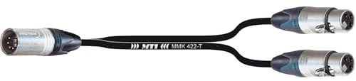 MUSIC STORE Professionelles Business-Class Splitkabel, XLR/m 5-Pol auf 2x XLR/f 30 cm, MMK 422T, 2x2x0,22 mm Cu, PVC Mantel, ROHS 2006, Extrem Flexibel, 2 x 4,9 mm Durchmesser, Schwarz, XLR Male 5 Pol