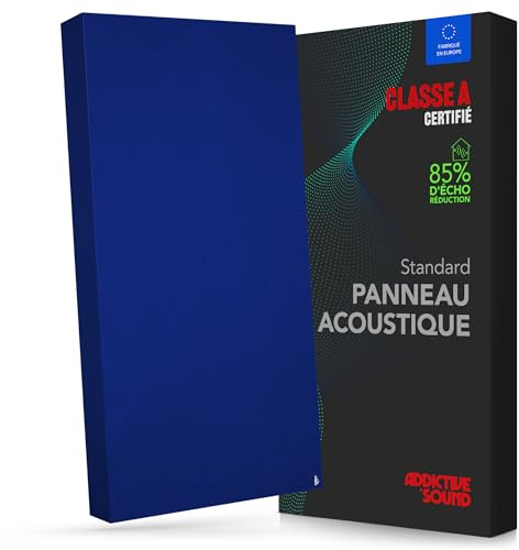 Addictive Sound Panneau Acoustique Standard 100x50x11 cm, Saphir | Classe A (EN ISO 11654), laine acoustique ~50 kg/m³, fabriqué dans l'UE, kit mur/plafond inclus, 7 kg