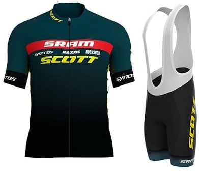 HOMTOL Herren Fahrrad Anzüge Kurzarm Fahrrad Trikot set Atmungsaktive Radtrikot Fahrradbekleidung Set Schnelltrocknend Radler Shirt + Radhose/Trägerhose mit Sitzpolster für Radsport