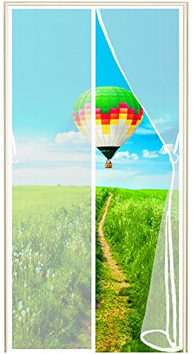 Magnet Fliegengitter Tür Balkontür, (663 Größe) 200x240cm Fliegengitter Tür Dachfenster Insektenschutz Ohne Bohren für Balkontür Terrassentür Wohnzimmer Weiß