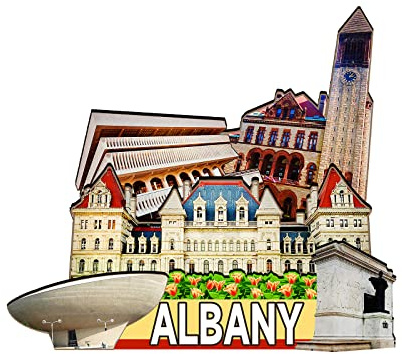 USA Albany Holzmagnete, Holz-Kühlschrankmagnet, 3D-Magnete, Reise-Sammelstück, Souvenirs, Dekorationen, handgefertigtes Handwerk