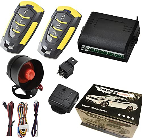 TOTMOX Sistema de alarma de seguridad para coche con luz LED, Kit inmovilizador de cierre centralizado sin llave, sistema de bloqueo/desbloqueo remoto antirrobo