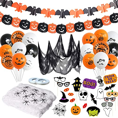 Qunkun 56 PCS Halloween Decorazioni, Casa Palloncini Addobbi Horror, Set di Decorazioni per Halloween per Halloween, Feste di Halloween, Decorazioni per Interni ed Esterni