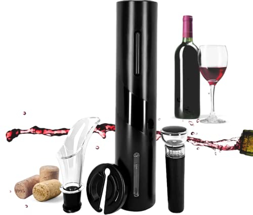 PVBN Electric Wine Opener, Wine Accessory Kit, Foil Cutter For Wine Bottles, Vacuum Wine Stoppers With Corkscrew, 4-Piece Set.