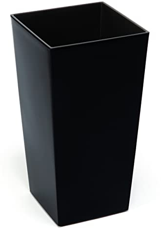 Tymar Blumentopf, Pflanzkübel, Übertopf, Blumenkübel aus Kunststoff, Gross, Quadrat, Hoch, Glanz, Garten, Balkon, Terrasse, Haus (Schwarz Hoch, 40x40 cm)