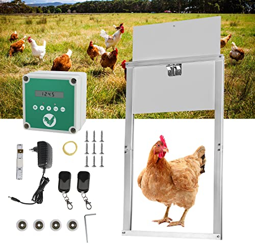 Izrielar Hühnertür Automatische Türöffner Hühnerstall mit Zeitschaltuhr | Lichtsensor | Anti-Pinch-Funktion 30x60cm, Mit Fernsteuerung | Schieber, sichere Hühnerhaltung
