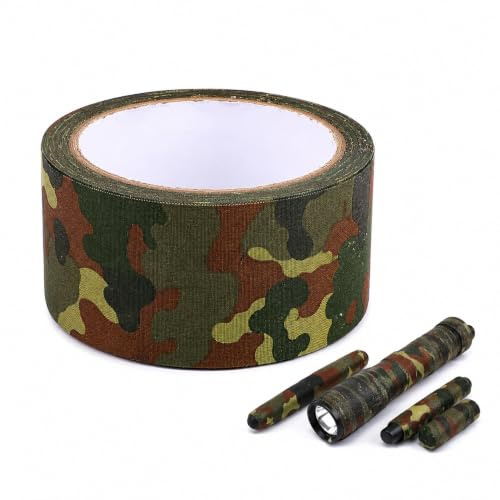 BOROCO Tarnband 10m Wasserdicht Multifunktionales Flecktarn Gewebeband | Gewebebasis Reißfest, Wetterfeste Camo Tapes Mit Flecktarn-Muster Zur Tarnung Ihrer Outdoor-Ausrüstung