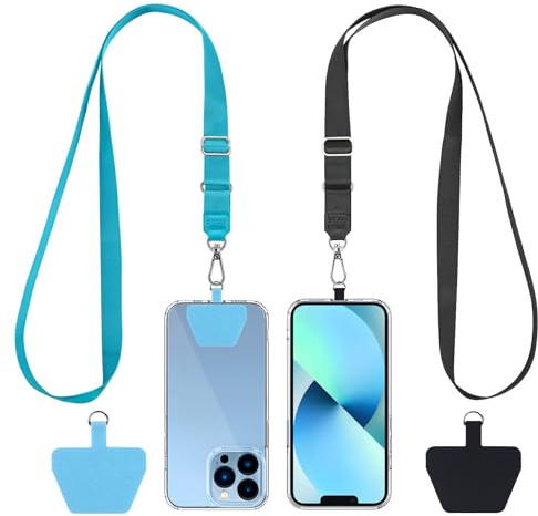 CACOE Handyband Universal 2 Stück Einstellbar Halsband Schlüsselband mit 2 Durable Patches,Handy Lanyard Universelle Umhängetasche Multifunktional, kompatibel mit den meisten Smartphones