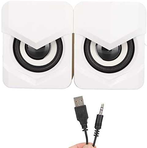 Cyrank Haut-parleurs D'ordinateur, Haut-parleurs De Jeu Mini Haut-Parleur De Bureau Haut-parleurs D'étagère Haut-Parleur De Subwoofer avec Lumière RVB pour PC, Tablettes, Ordinateur Portable(Blanc)