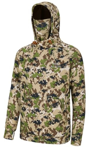 BASSDASH Men’s Fishing Fleece Hoodie with Neck Gaiter Water Resistant Performance Hunting Sweatshirt FS18M