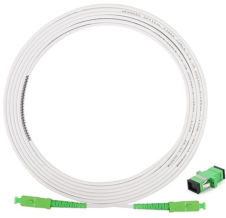 Vesperia 1 Metri Cavo Fibra Ottica Armata SC/APC per SC/APC OS2 Simplex Monomodale 9/125μm LSZH,Bianco