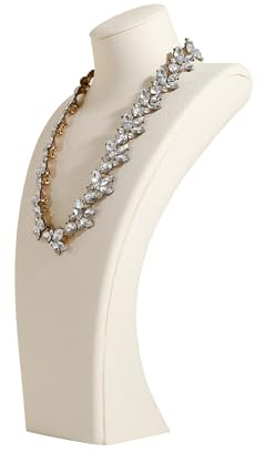 GemeShou Beige necklace storage organizer for sale, Velvet necklace holder stand, jewelry bust display stands, Jewelry Mannequin for Countertop, Showcase【Beige-Large height 12.4 inch】