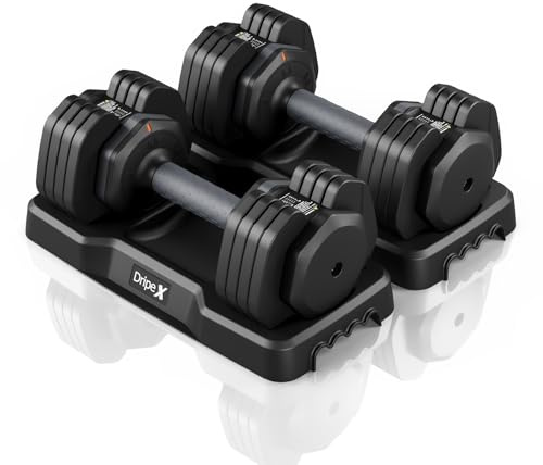 Dripex Lot de 2 Haltères 11 kg Poids Réglables à 5 Niveaux - Noir