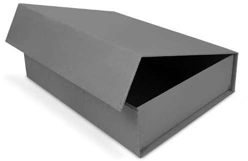 VerpackungsWelt Box mit Deckel | 31 x 22 x 7cm | Karton mit Magnet-Verschluss | Perfekt für Geburtstag, Hochzeit, Weihnachten, Geburt | Geschenk-Verpackung in Grau
