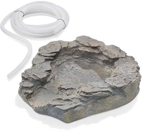 esotec Obere Bachlaufschale mit Schlauchanschluß für Bachlauf, Wasserverlauf Steinschale Kunstharz, Naturstein-Optik Solarbrunnen Springbrunnen, frostbeständig wetterfest grau 100755