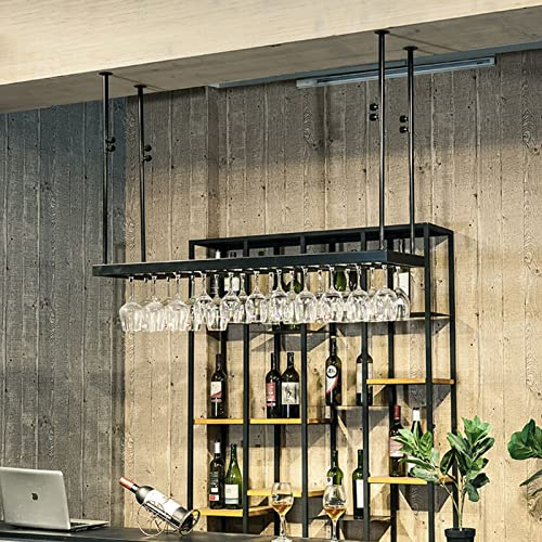 Weinregal zum Aufhängen an der Decke, zur Aufbewahrung von Weinflaschen und Glasbechern, Stielglasregale für unter dem Schrank, in der Küche, in der Bar, zum Aufhängen von Weingläsern (Größe