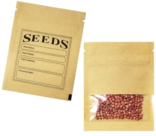 PABCK Resealable Seeds Envelopes Kraft Paper Window Bags 100Pcs 2.7x3.7inch