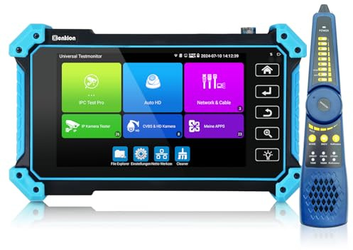 Henkion Probador CCTV IPC-5100C Plus Tester, Monitor con Pantalla Táctil IPS 5.4, 8MP AHD CVI TVI CVBS IP, Monitor de Video 4K HD, Soporte PoE PTZ WiFi RS485, Rastreador de Cable, Entrada HDMI VGA