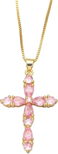 Ndier Halskette Ketten Schmuck Herren Frauen Anhänger Necklace Kreuzketten Für Damen Rosa