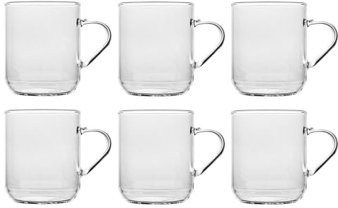 H&H -Modern 6er Set Becher 300cc aus Borosilikatglas, transparent, raffiniert und zeitgemäß