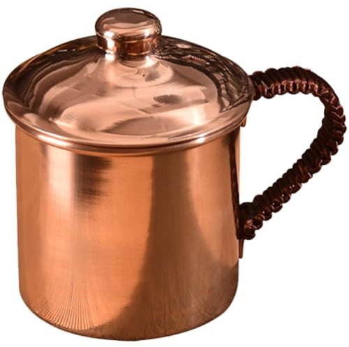 Glixoft Taza De Cobre Engrosada con Tapa, Lata De Cóctel De Cobre, Jarra De Agua Personalizada, Recipiente De Agua Reutilizable para Bebidas Heladas