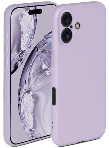 ONEFLOW Mjukt fodral för iPhone 16, skal av silikon med kameraskydd, silikonskal med ökat skydd för display, bakskydd, mjukt mobiltelefonfodral, syren