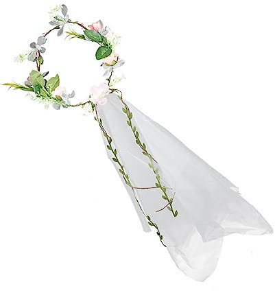 MUSISALY Braut-blumenkranz-schleier Girlanden-kopfschmuck Für Damen Blumendekor-schleier Stirnband Für Hochzeit Festival Party