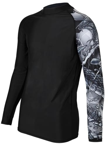 SLIMBELLE UV-skjorta för män, UPF 50+ kompressionströja, Rash Guard, kortärmad, långärmad simmande t-shirt, Orm, L