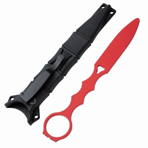 Amacigana Fixed Blade - Trainingsmesser, mit feststehender Klinge, für Trainingszwecke, Trainingsmesser ungeschärft, 440C Stahl Trainingsmesser und Scheide