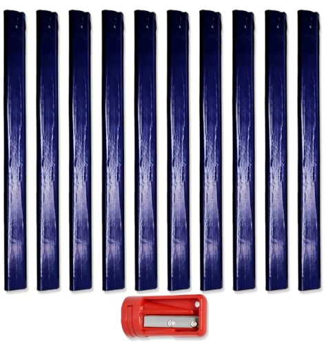 OPVYAEU 10 Stück Zimmermannsbleistifte, Blau Bleistift Baustelle, Baubleistifte, Zimmermann Baustift, Tischler Bleistifte Set mit Bleistiftanspitzer für Handwerker Werkstatt Schreiner